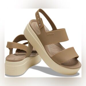 Crocs LiteRide Brooklyn Sandals Womens 8 Khaki
Straps Low Wedge Platform Comfort